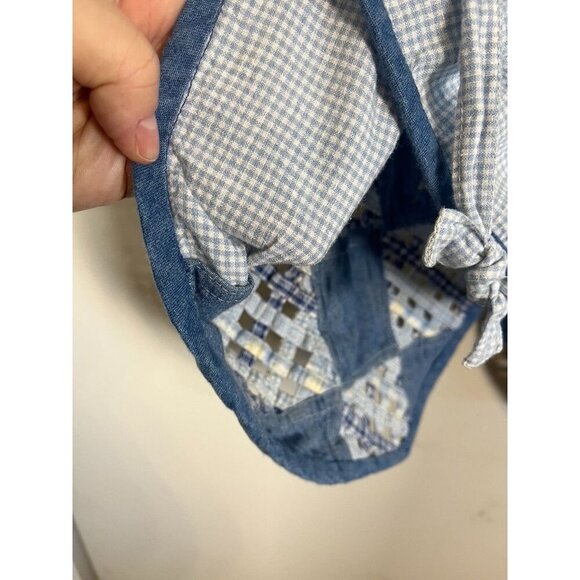 Retro Patchwork Floral Vest Blue 20W Boho Western Classic Chic Hippie Indie Folk - Picture 10 of 12